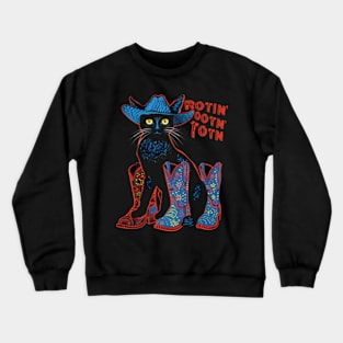 Cat Cowboy Trails Paw-slinging Crewneck Sweatshirt